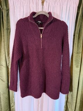 Cozy Half-Zip Sweater in Burgundy